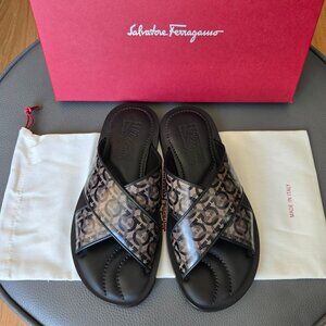 Salvatore Ferragamo All Over Gancio Gancini Slides Sandals